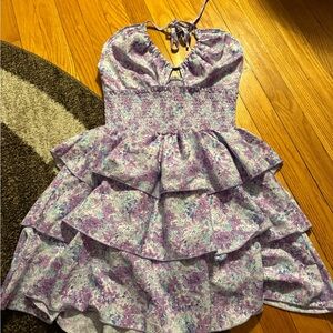 SHEIN Purple Floral Mini Dress